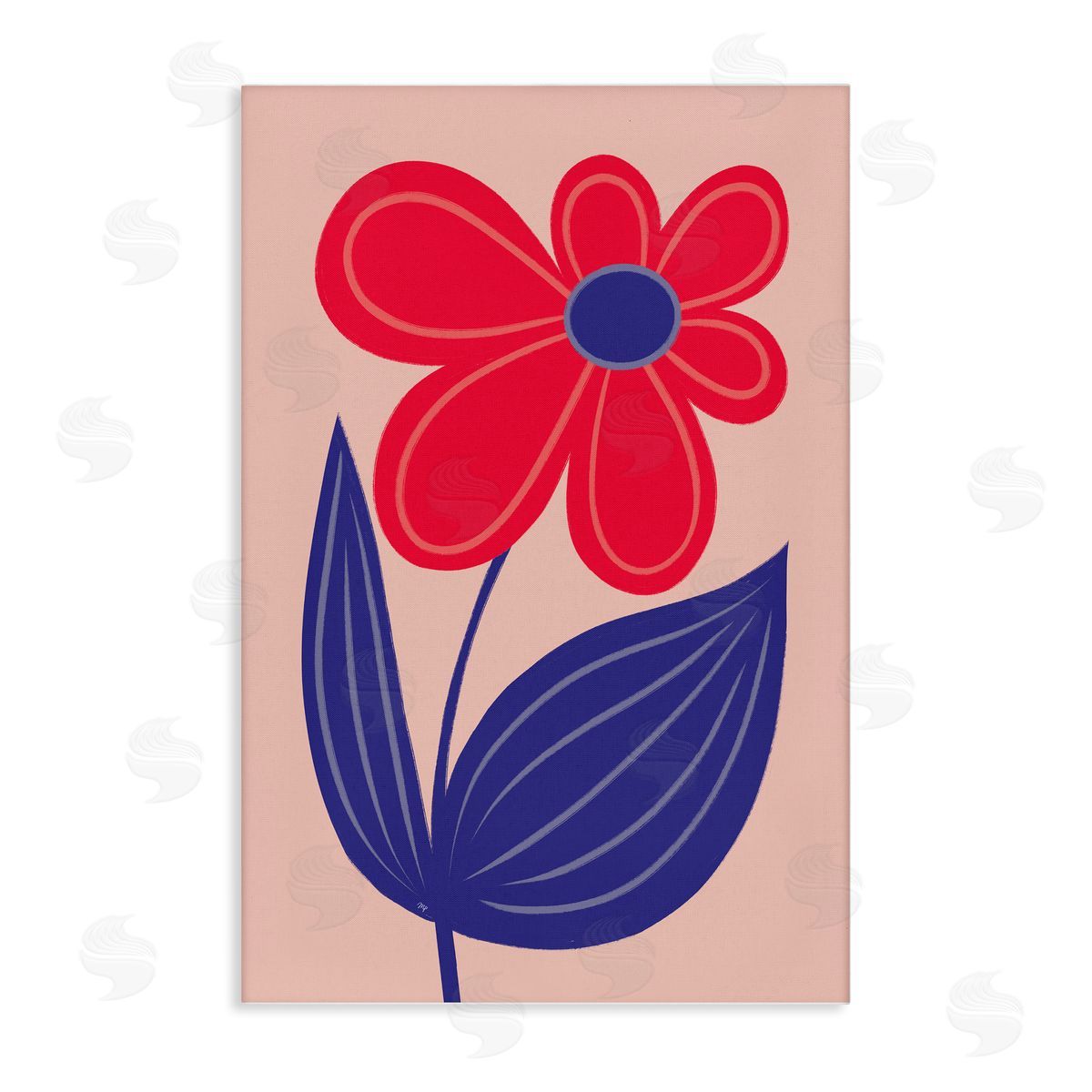 Playful Bold Red Daisy Canvas Wall Art, Home Decor by Martina Pavlova