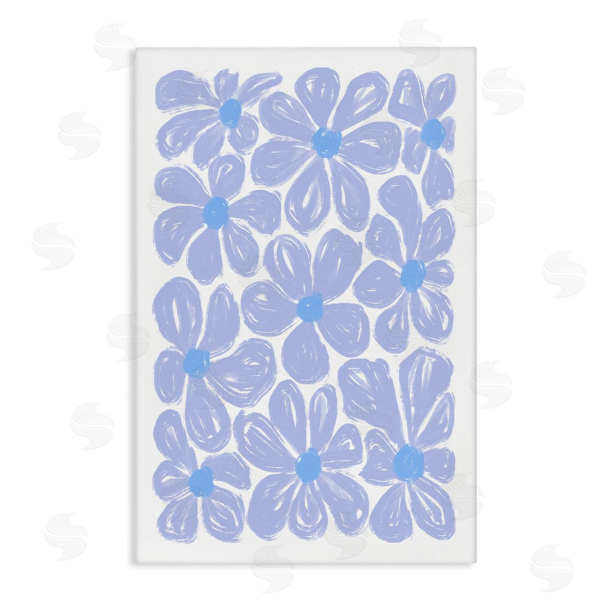 Blue Blooms Patterned Canvas Wall Art, Home Decor by Martina Pavlova