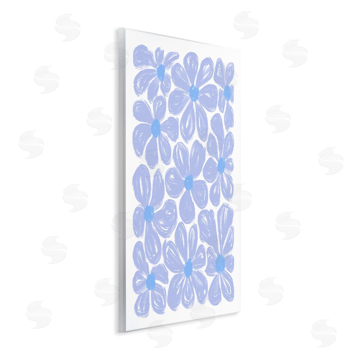 Blue Blooms Patterned Wood Plaque Wall Art, Home Decor by Martina Pavlova