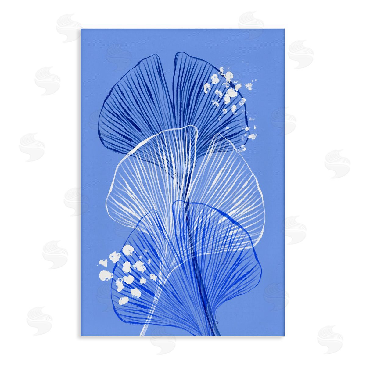 Layered Blue Gingkoes Canvas Wall Art, Home Decor by Martina Pavlova