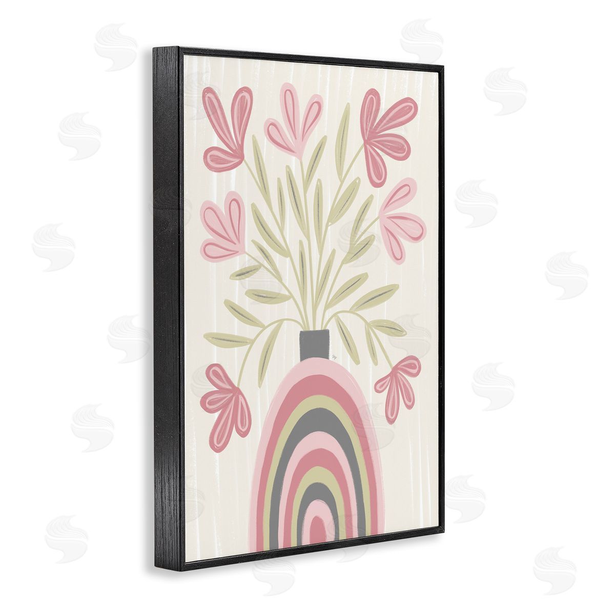 Pastel Arched Flower Vase Black Frame Print Wall Art, Home Decor by Martina Pavlova