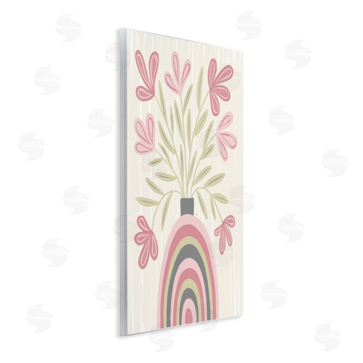 Pastel Arched Flower Vase Wood Plaque Wall Art, Home Decor by Martina Pavlova