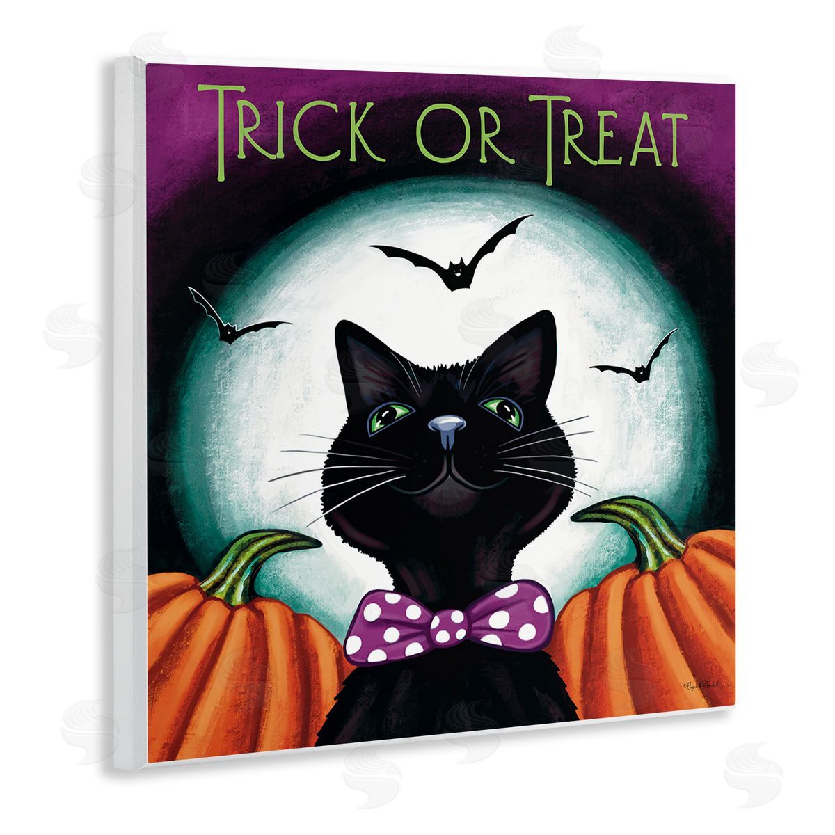 Trick Or Treat Cat Wood Plaque Wall Art, Home Decor by Elizabeth Tyndall