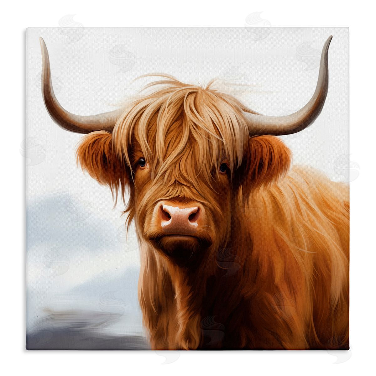 Long Horn Highland Cow Portrait Canvas Wall Art, Home Decor by Heidi Kuntz