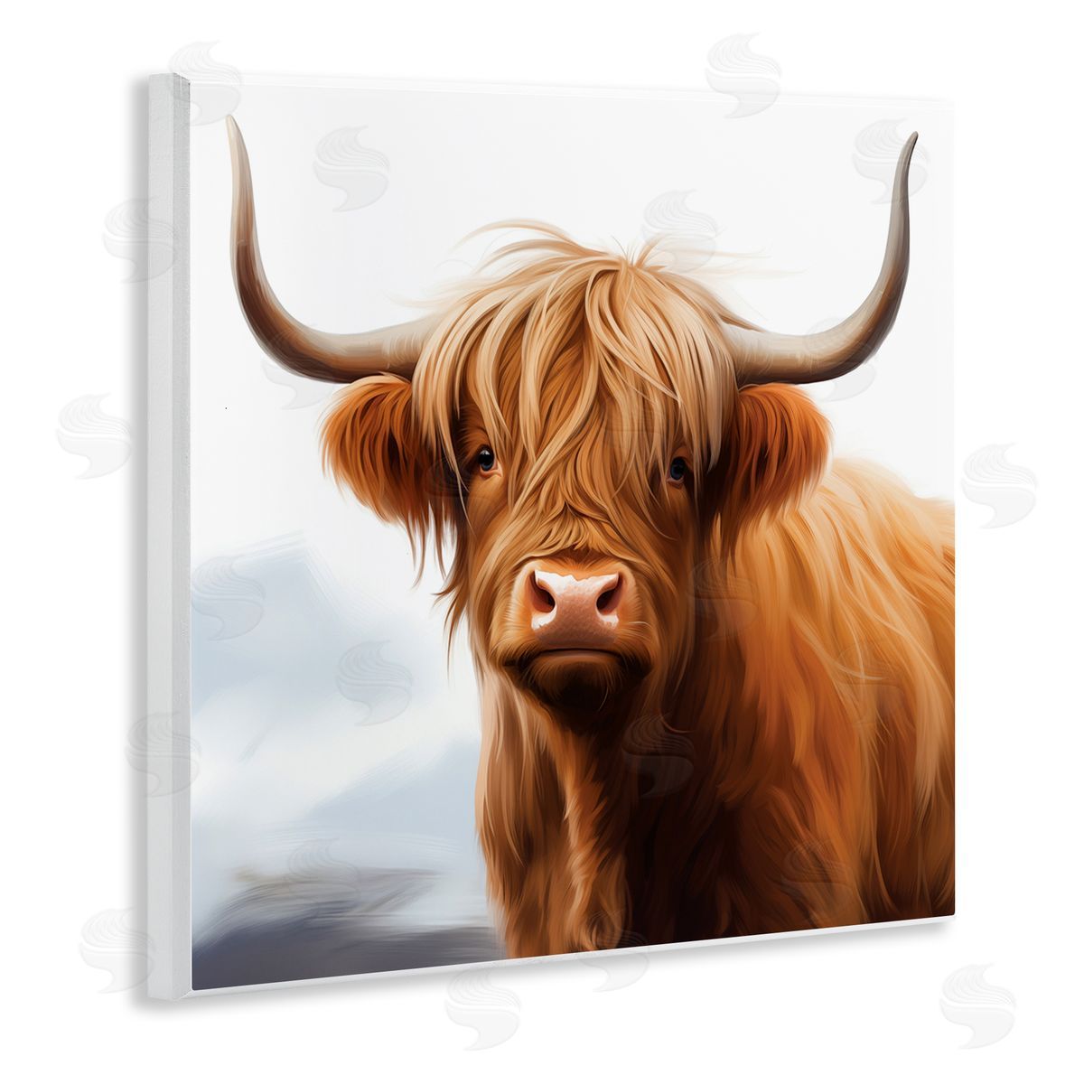 Long Horn Highland Cow Portrait Wood Plaque Wall Art, Home Decor by Heidi Kuntz