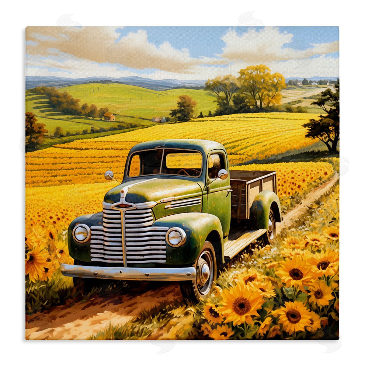 Truck Through Sunflower Field Canvas Wall Art, Home Decor by Heidi Kuntz