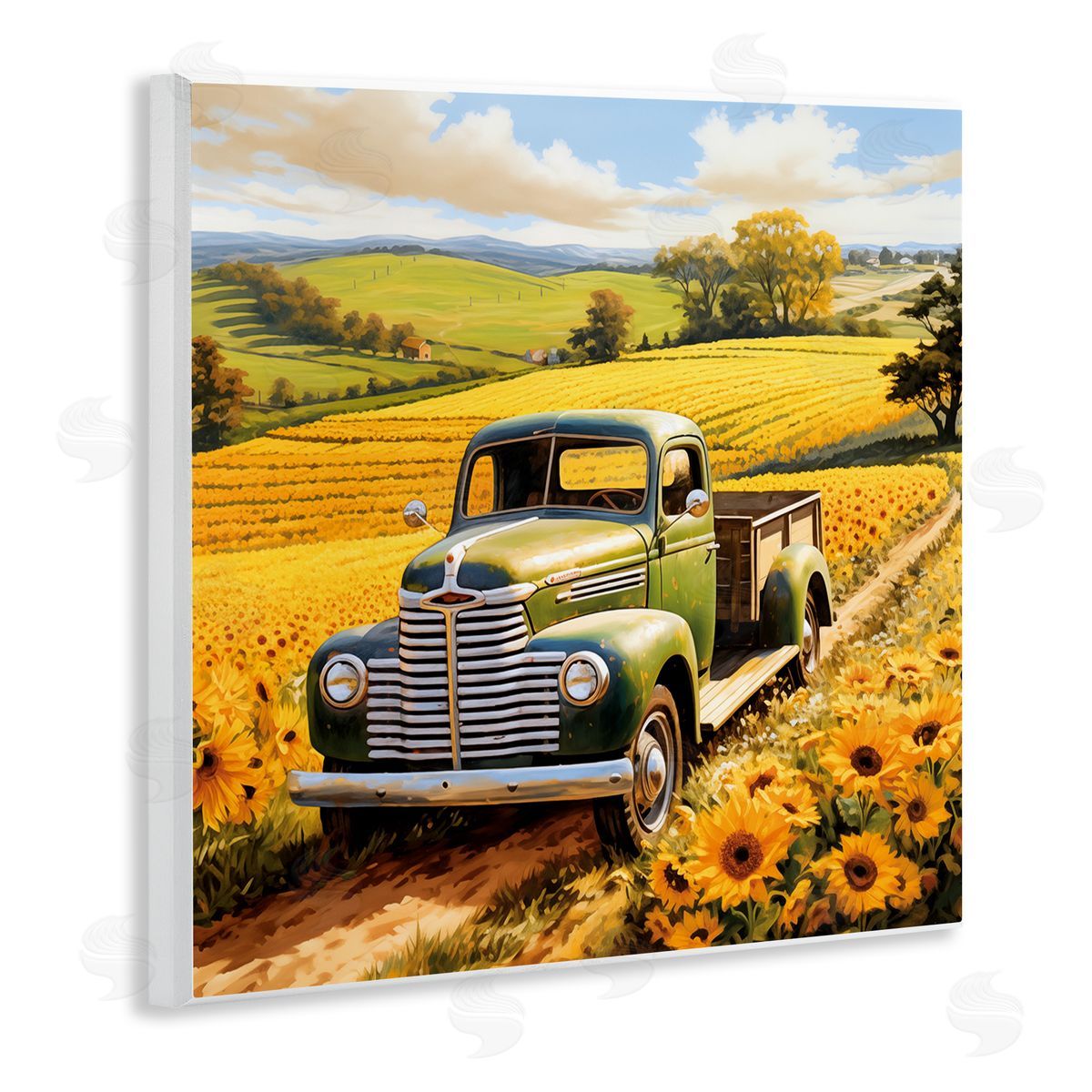 Truck Through Sunflower Field Wood Plaque Wall Art, Home Decor by Heidi Kuntz