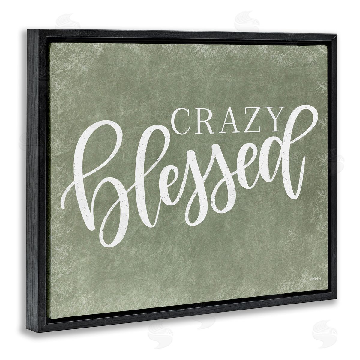 Crazy Blessed on Green Black Floating Frame Canvas Wall Art, Home Decor by Imperfect Dust