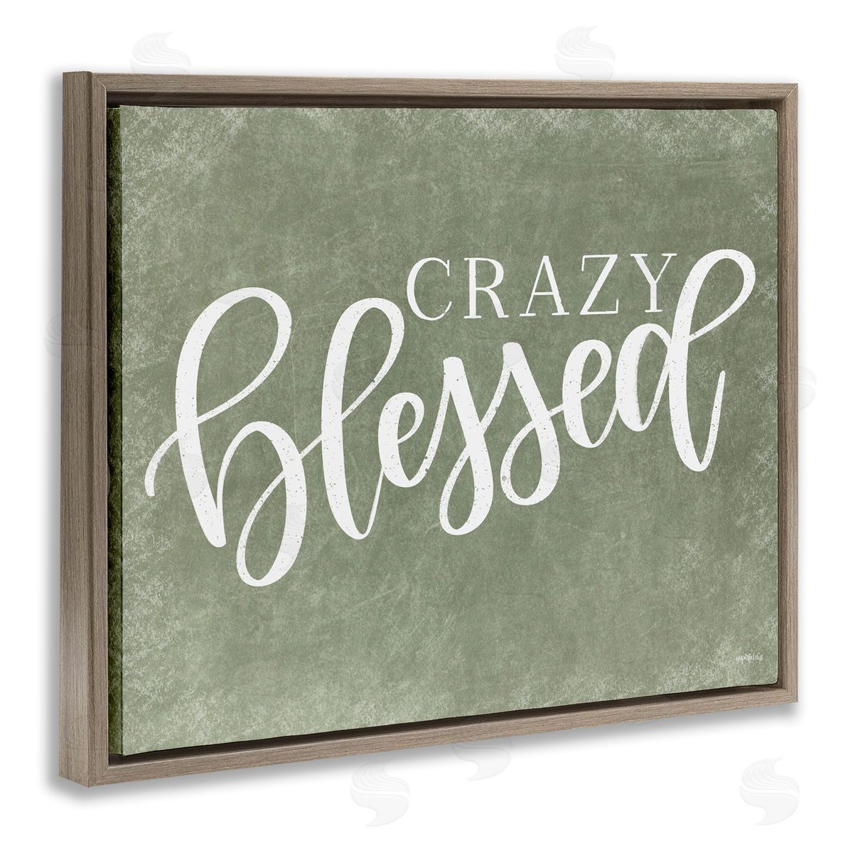 Crazy Blessed on Green Brown Floating Frame Canvas Wall Art, Home Decor by Imperfect Dust