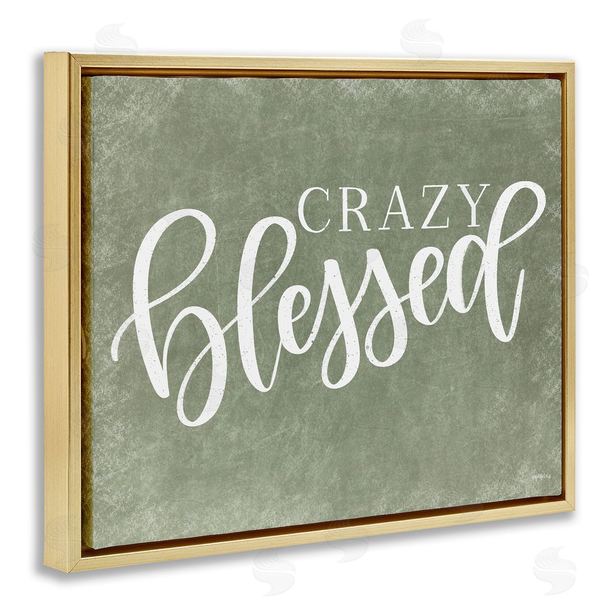 Crazy Blessed on Green Gold Floating Frame Canvas Wall Art, Home Decor by Imperfect Dust