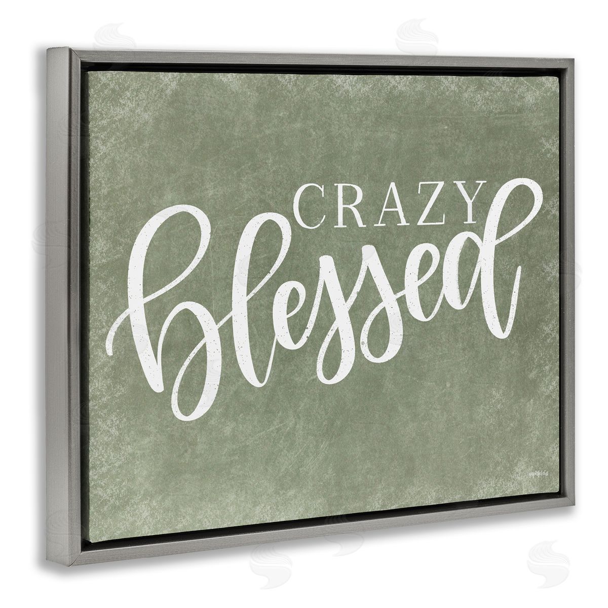 Crazy Blessed on Green Grey Floating Frame Canvas Wall Art, Home Decor by Imperfect Dust