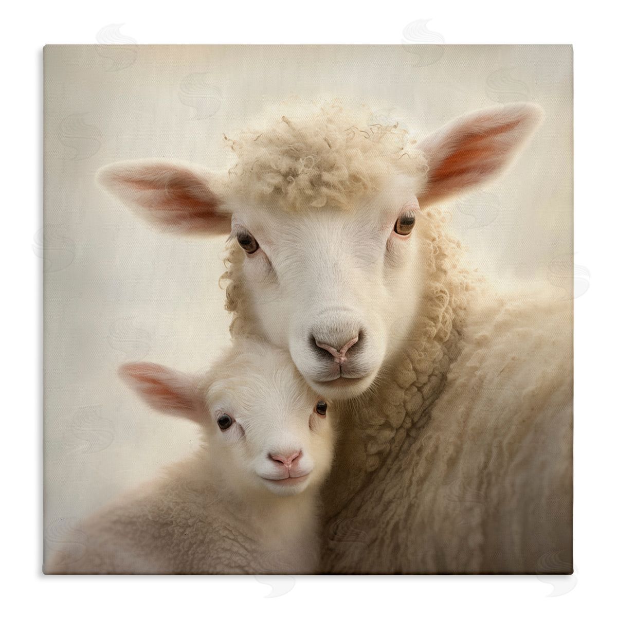 Lamb & Sheep Cuddles Canvas Wall Art, Home Decor by Heidi Kuntz