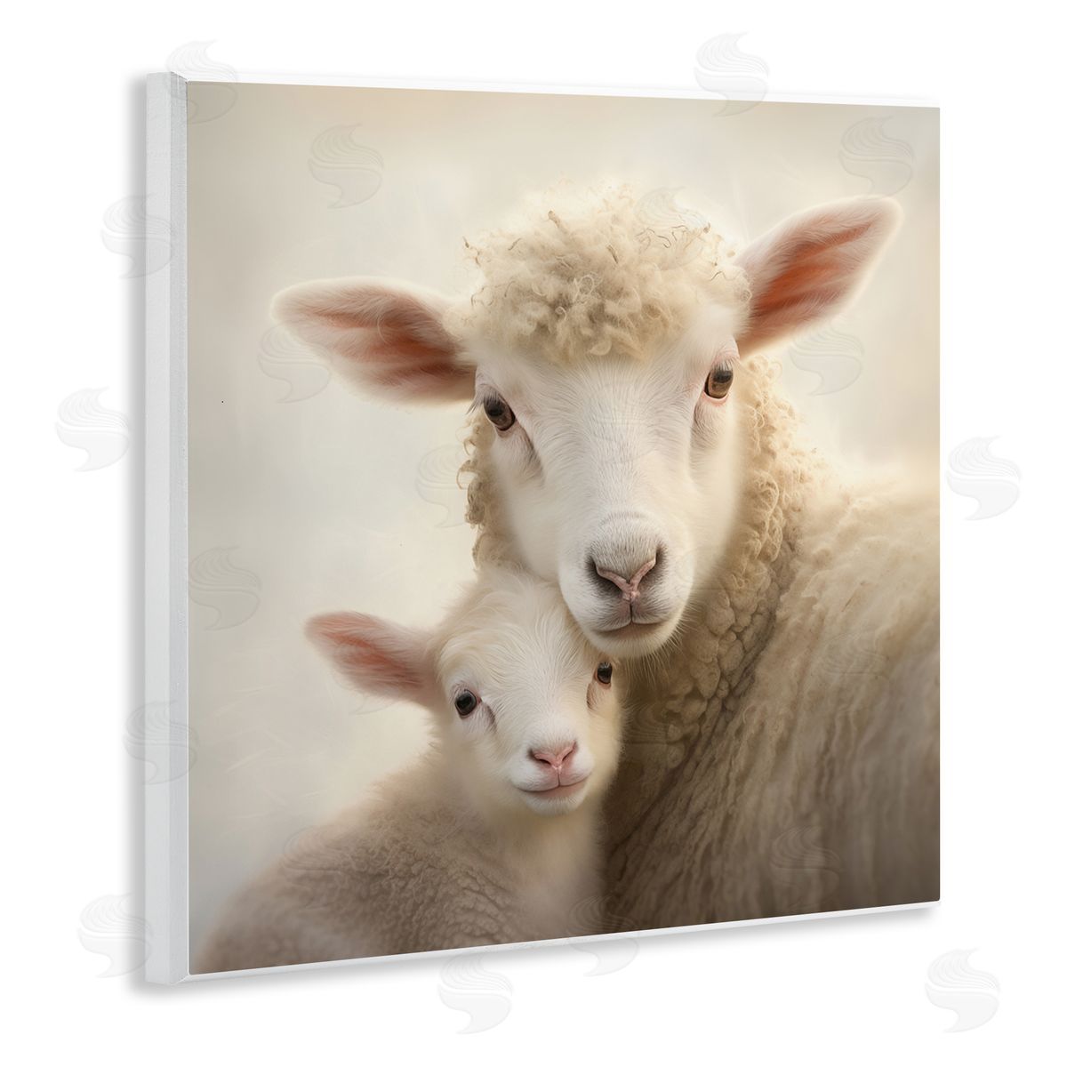 Lamb & Sheep Cuddles Wood Plaque Wall Art, Home Decor by Heidi Kuntz