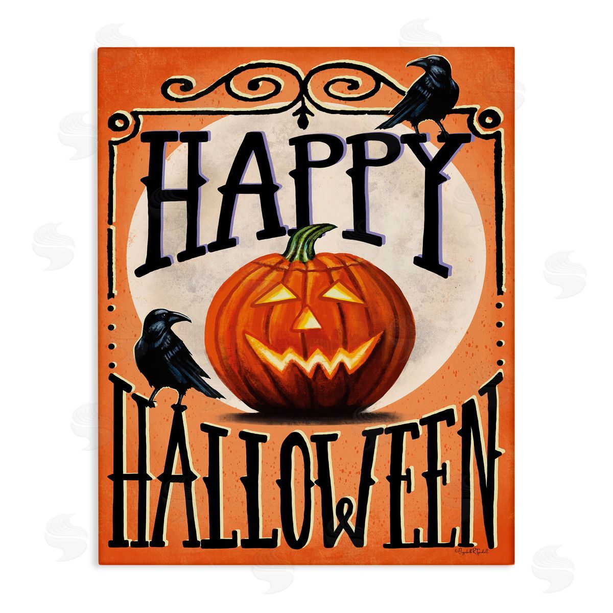 Happy Halloween with Crows Canvas Wall Art, Home Decor by Elizabeth Tyndall