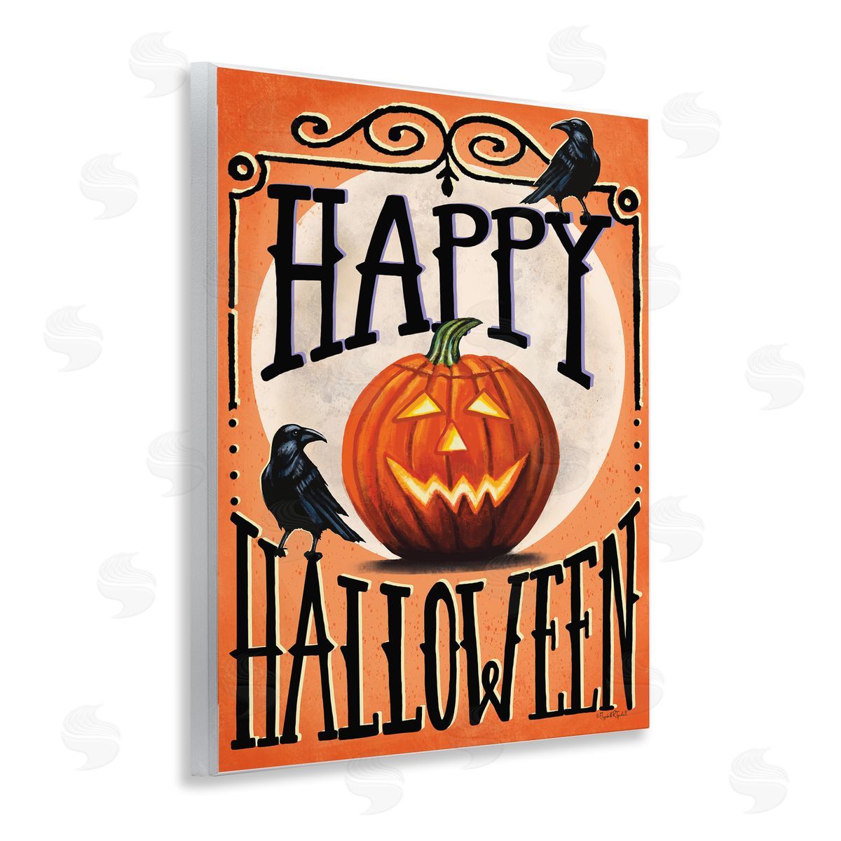 Happy Halloween with Crows Wood Plaque Wall Art, Home Decor by Elizabeth Tyndall