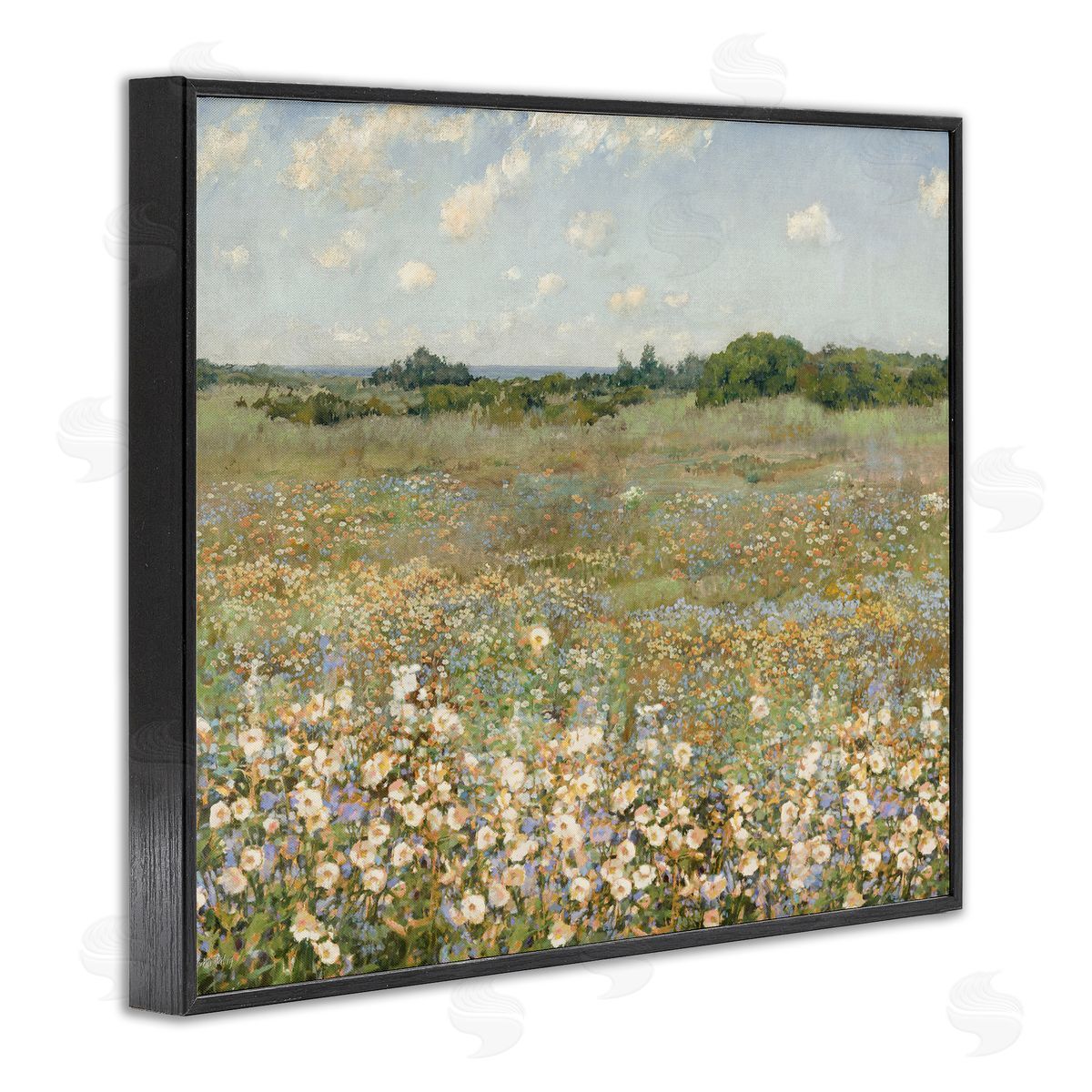 Vast Flower Speckled Meadow Black Frame Print Wall Art, Home Decor by Amber Sterling
