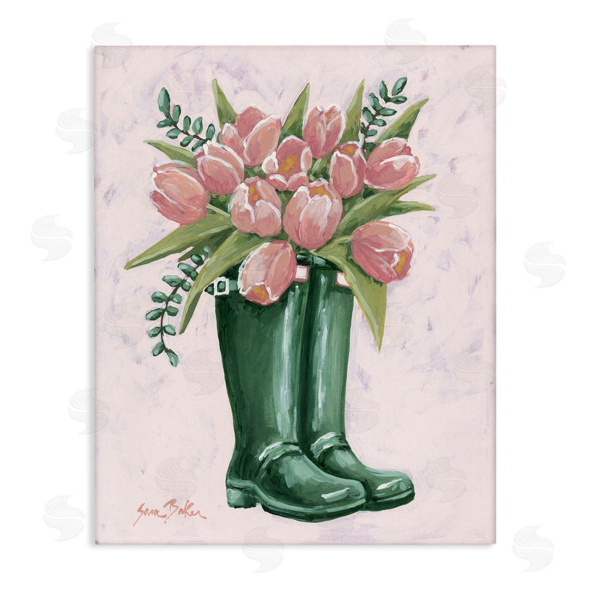 Sara Baker | Pink Tulips in Boots