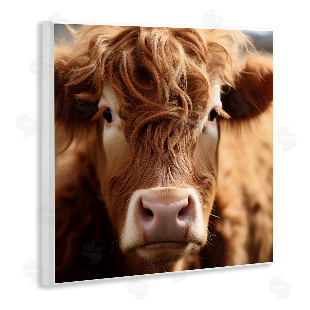 Close Up Furry Cow Portrait Wood Plaque Wall Art, Home Decor by Heidi Kuntz