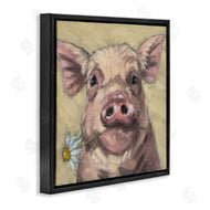 Sara G. Designs | Pig Holding Daisy Sprig