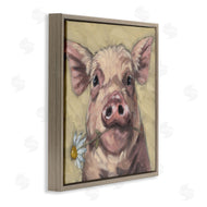 Sara G. Designs | Pig Holding Daisy Sprig