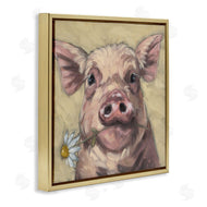 Sara G. Designs | Pig Holding Daisy Sprig