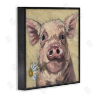 Sara G. Designs | Pig Holding Daisy Sprig