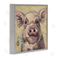 Sara G. Designs | Pig Holding Daisy Sprig