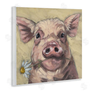 Sara G. Designs | Pig Holding Daisy Sprig