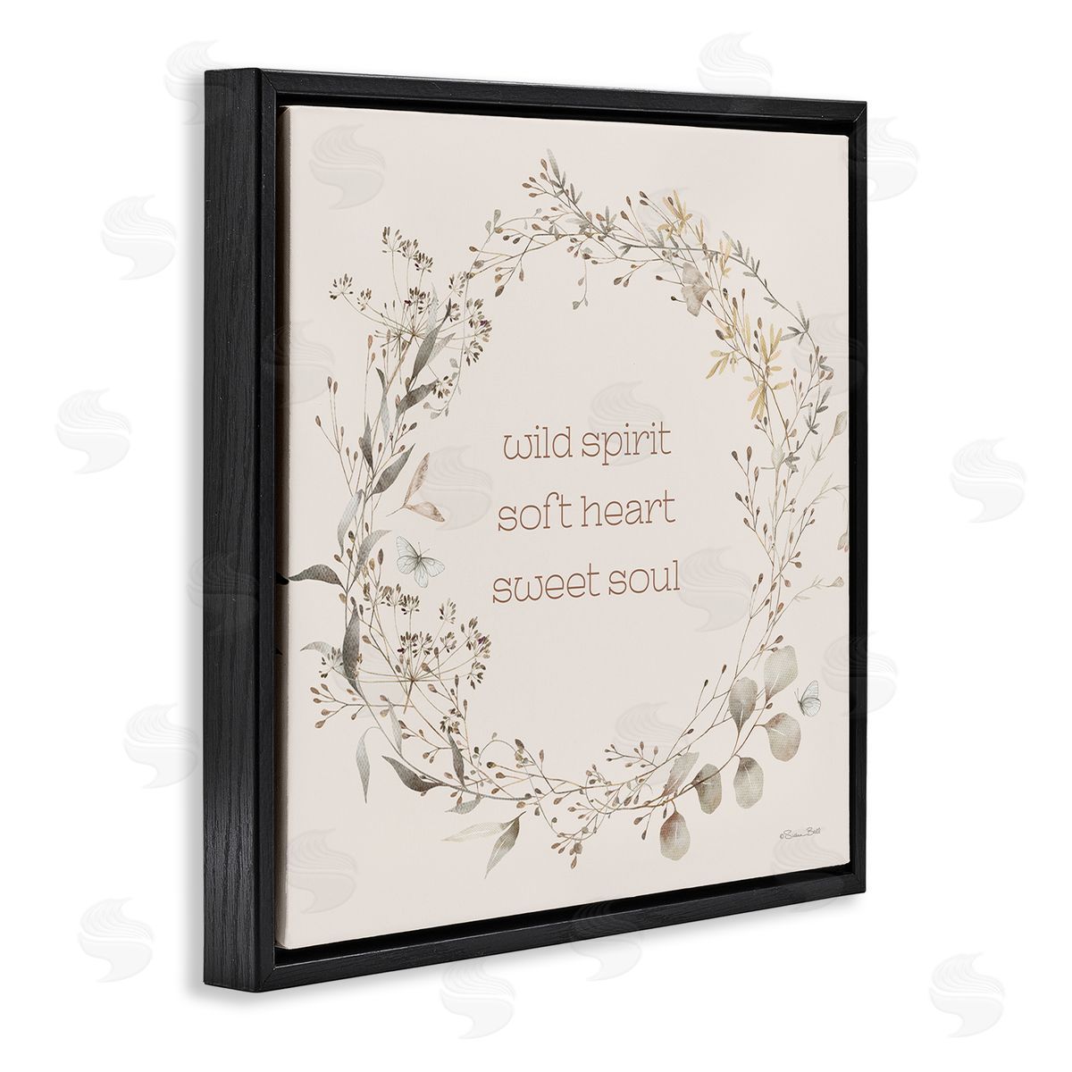 Wild Spirit Soft Heart Sweet Soul Black Floating Frame Canvas Wall Art, Home Decor by Susan Ball
