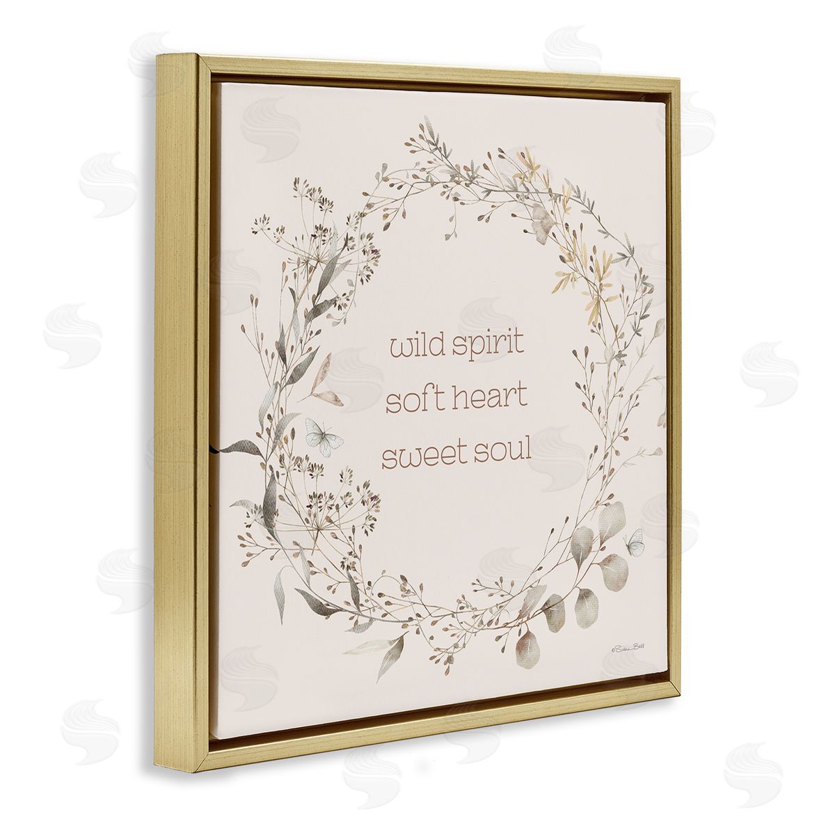 Wild Spirit Soft Heart Sweet Soul Gold Floating Frame Canvas Wall Art, Home Decor by Susan Ball