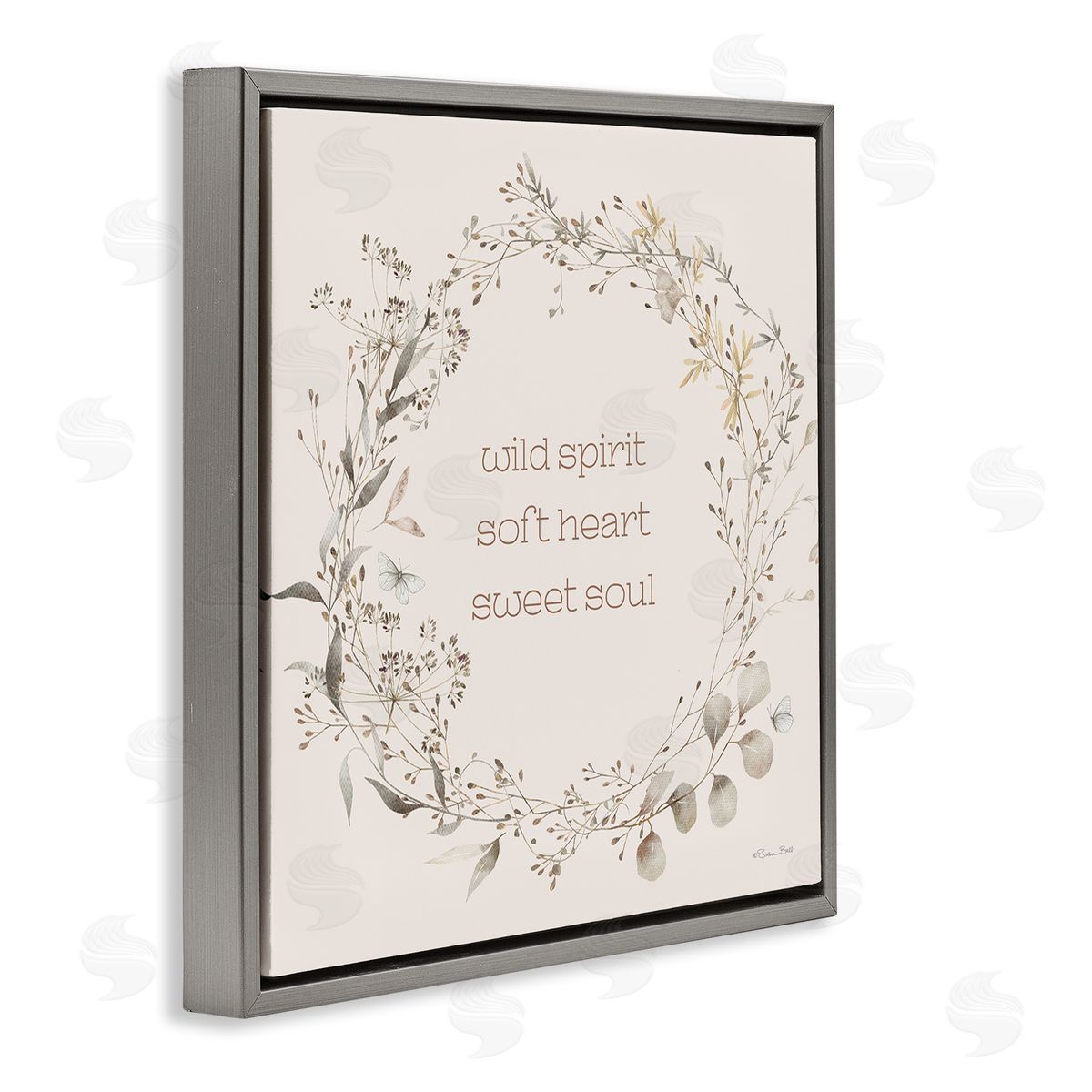Wild Spirit Soft Heart Sweet Soul Grey Floating Frame Canvas Wall Art, Home Decor by Susan Ball