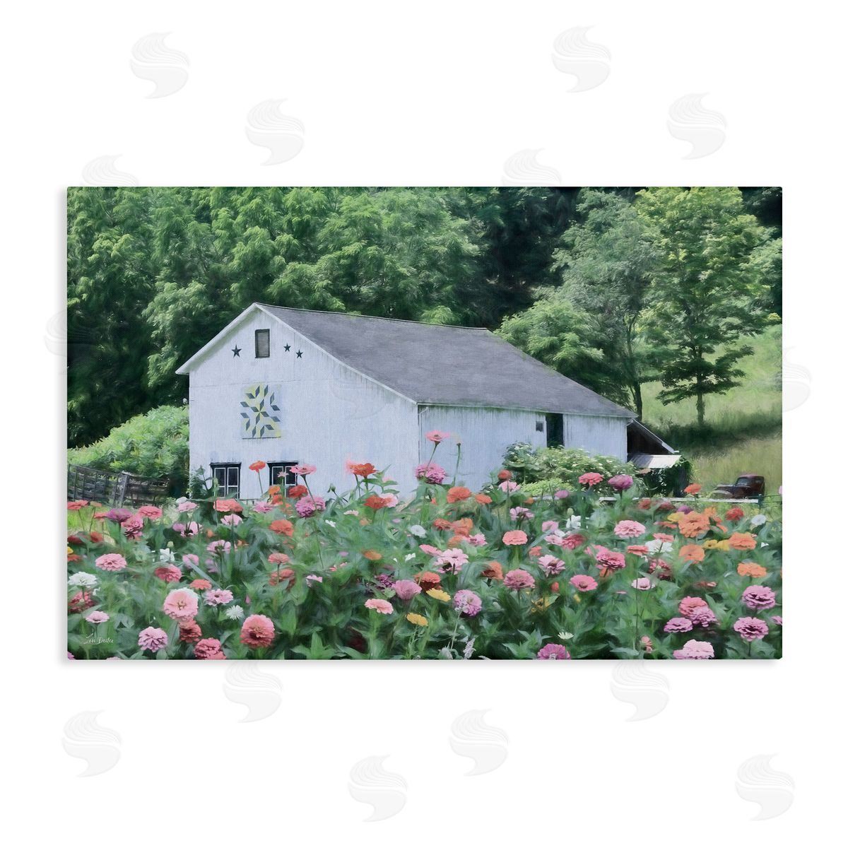 Countryside House in Garden Canvas Wall Art, Home Decor by Lori Deiter