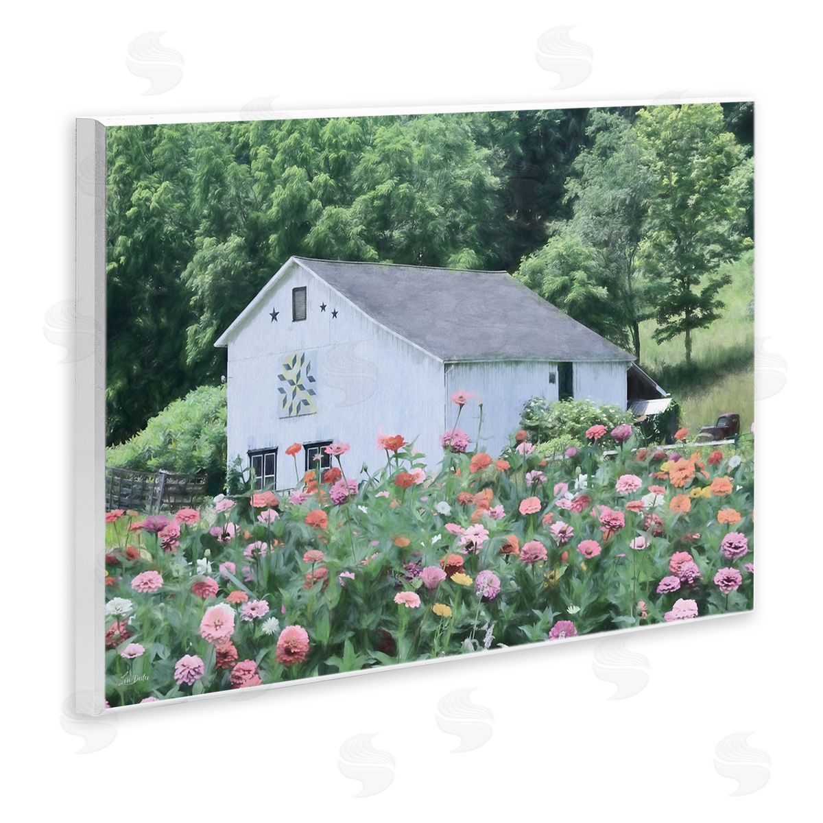 Countryside House in Garden Wood Plaque Wall Art, Home Decor by Lori Deiter