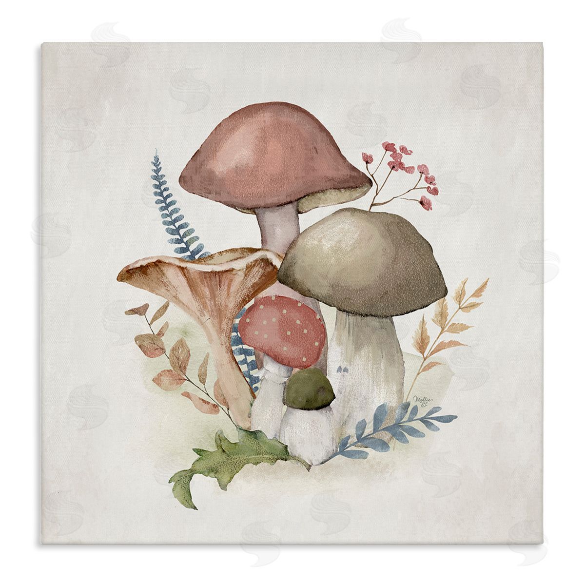 Pink Blooming Mushrooms Canvas Wall Art, Home Decor by Mollie B.