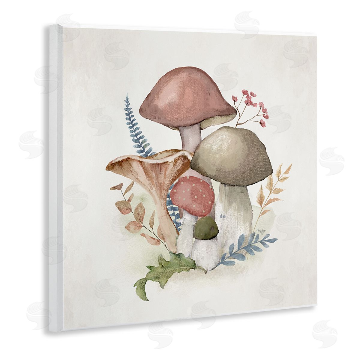 Pink Blooming Mushrooms Wood Plaque Wall Art, Home Decor by Mollie B.