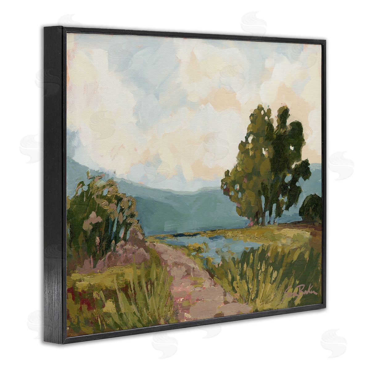 Path to Distant Countryside Black Frame Print Wall Art, Home Decor by Sara Baker