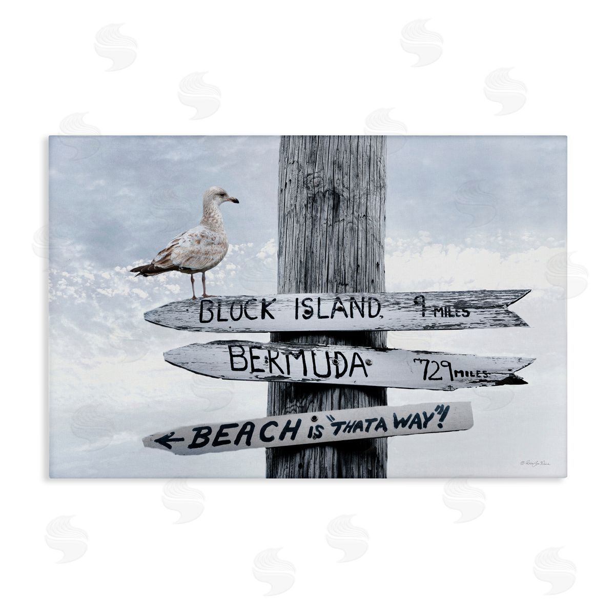 Vacation Beach Signs with Seagull Canvas Wall Art, Home Decor by Robin-Lee Viera