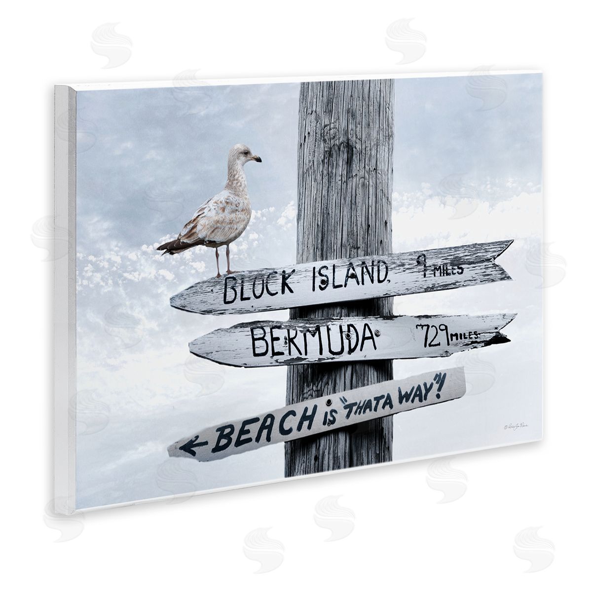 Vacation Beach Signs with Seagull Wood Plaque Wall Art, Home Decor by Robin-Lee Viera