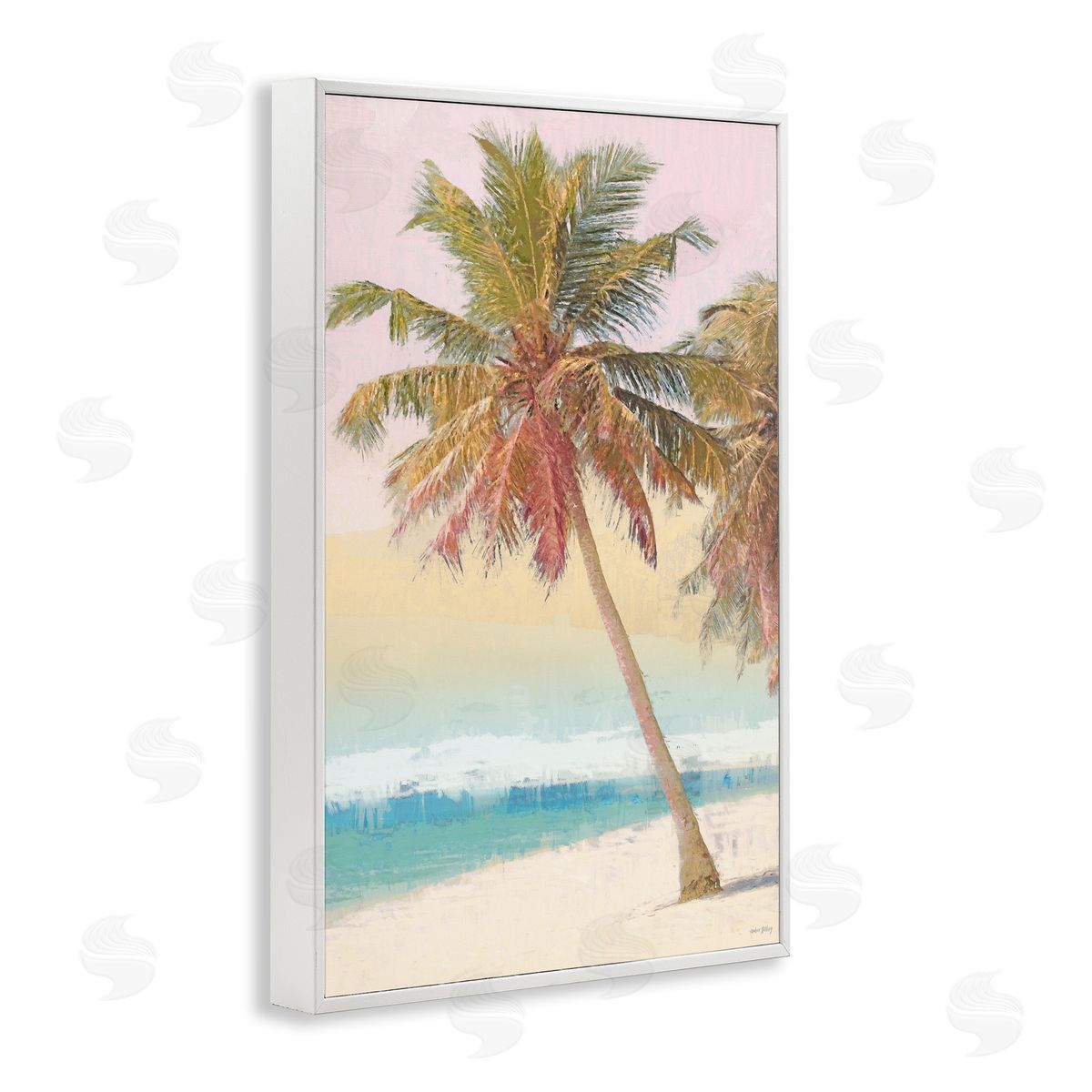 Pastel Gradient Beach Scene White Frame Print Wall Art, Home Decor by Amber Sterling