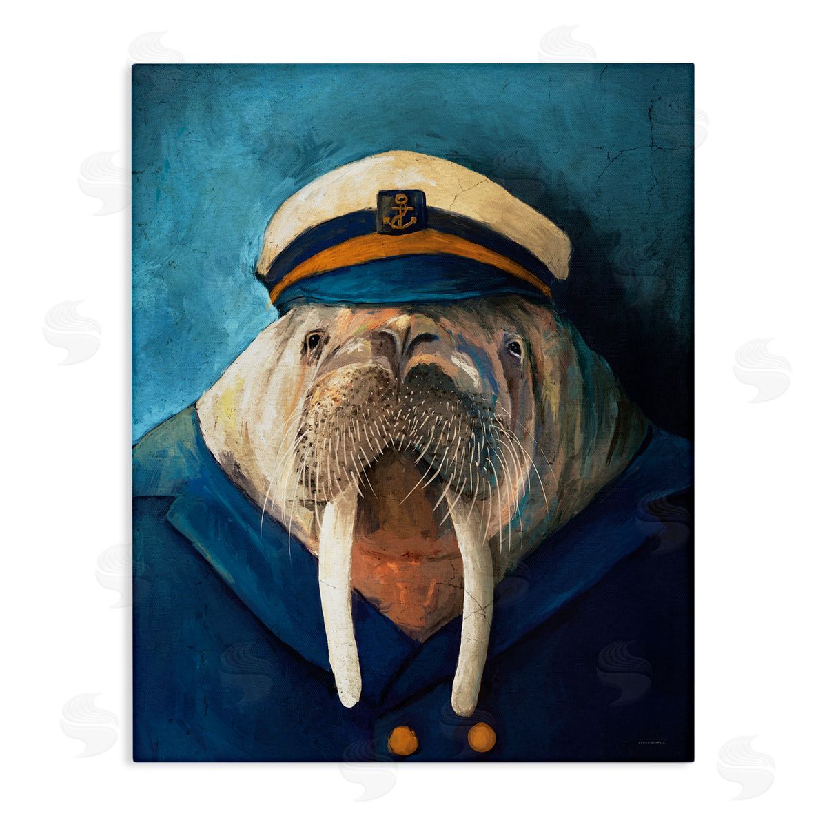 Sailor Captain Walrus Canvas Wall Art, Home Decor by Kamdon Kreations