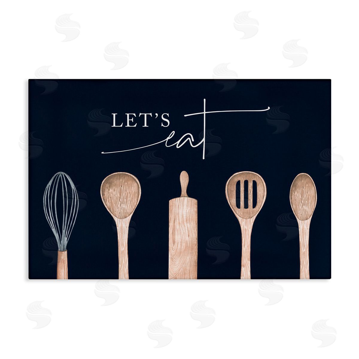 Let's Eat Kitchen Utensils Canvas Wall Art, Home Decor by Lux + Me Designs