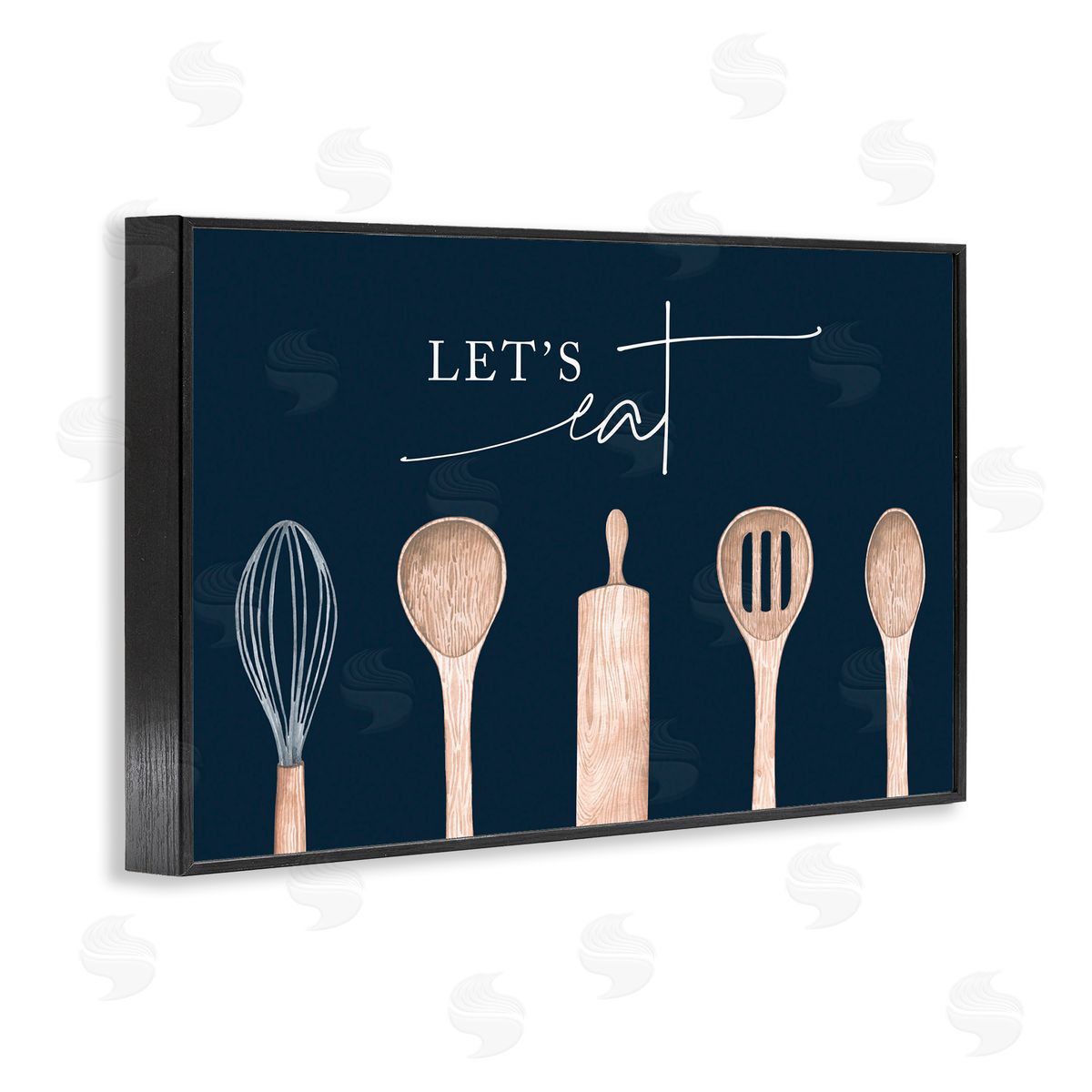 Let's Eat Kitchen Utensils Black Frame Print Wall Art, Home Decor by Lux + Me Designs