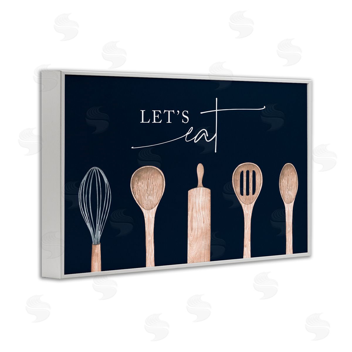 Let's Eat Kitchen Utensils White Frame Print Wall Art, Home Decor by Lux + Me Designs