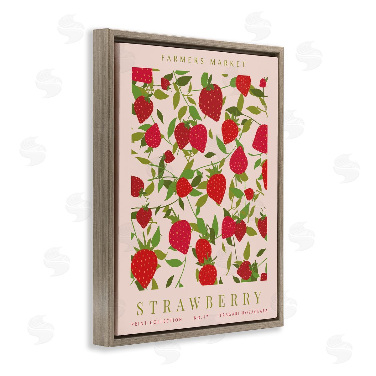 Strawberry Gallery Print Brown Floating Frame Canvas Wall Art, Home Decor by Kamdon Kreations