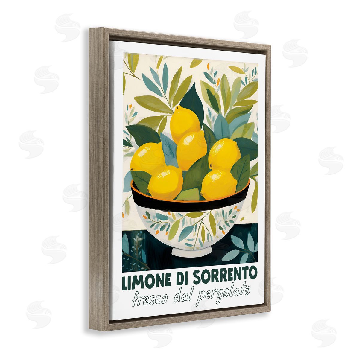 Charming Bowl of Lemons Brown Floating Frame Canvas Wall Art, Home Decor by Lux + Me Designs