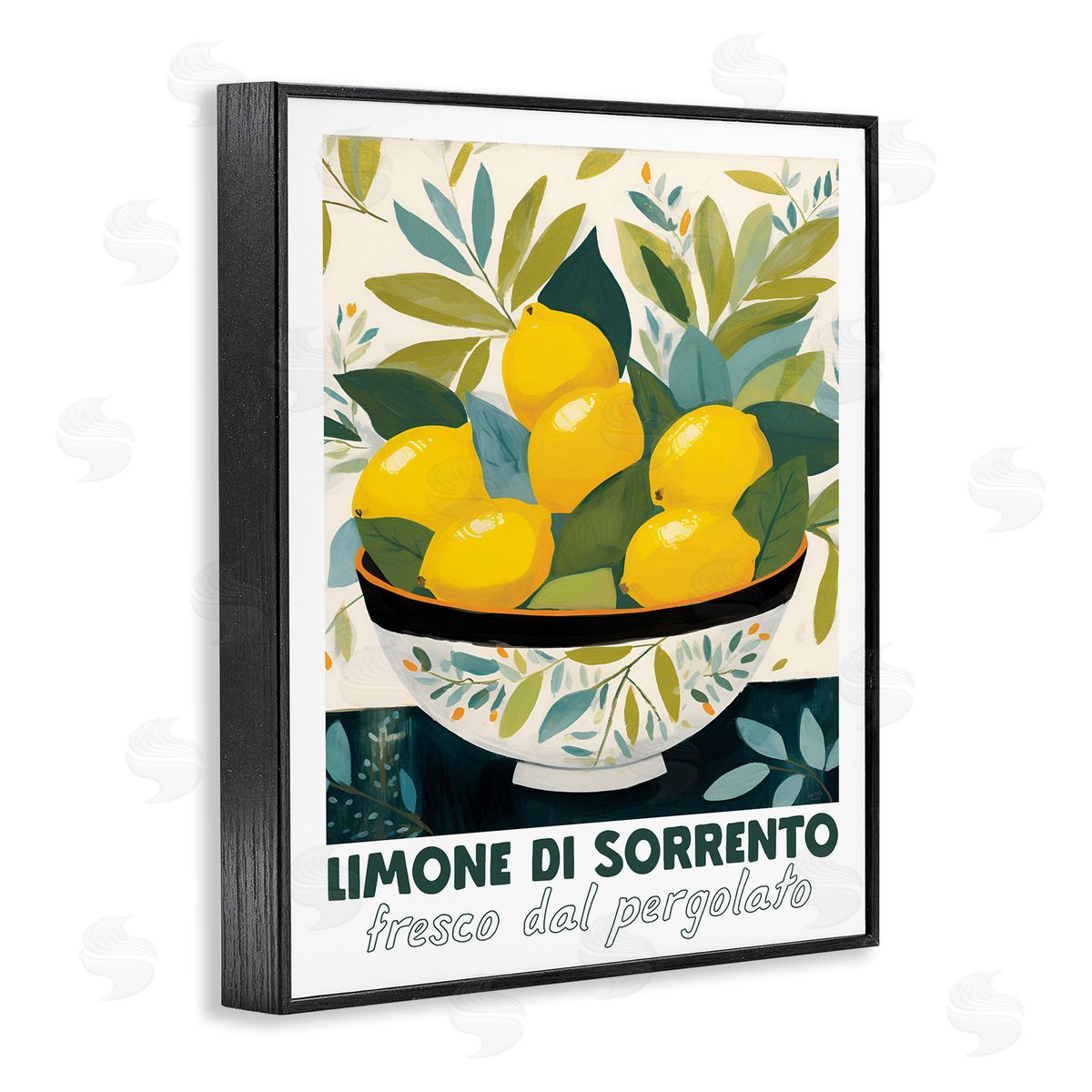 Charming Bowl of Lemons Black Frame Print Wall Art, Home Decor by Lux + Me Designs