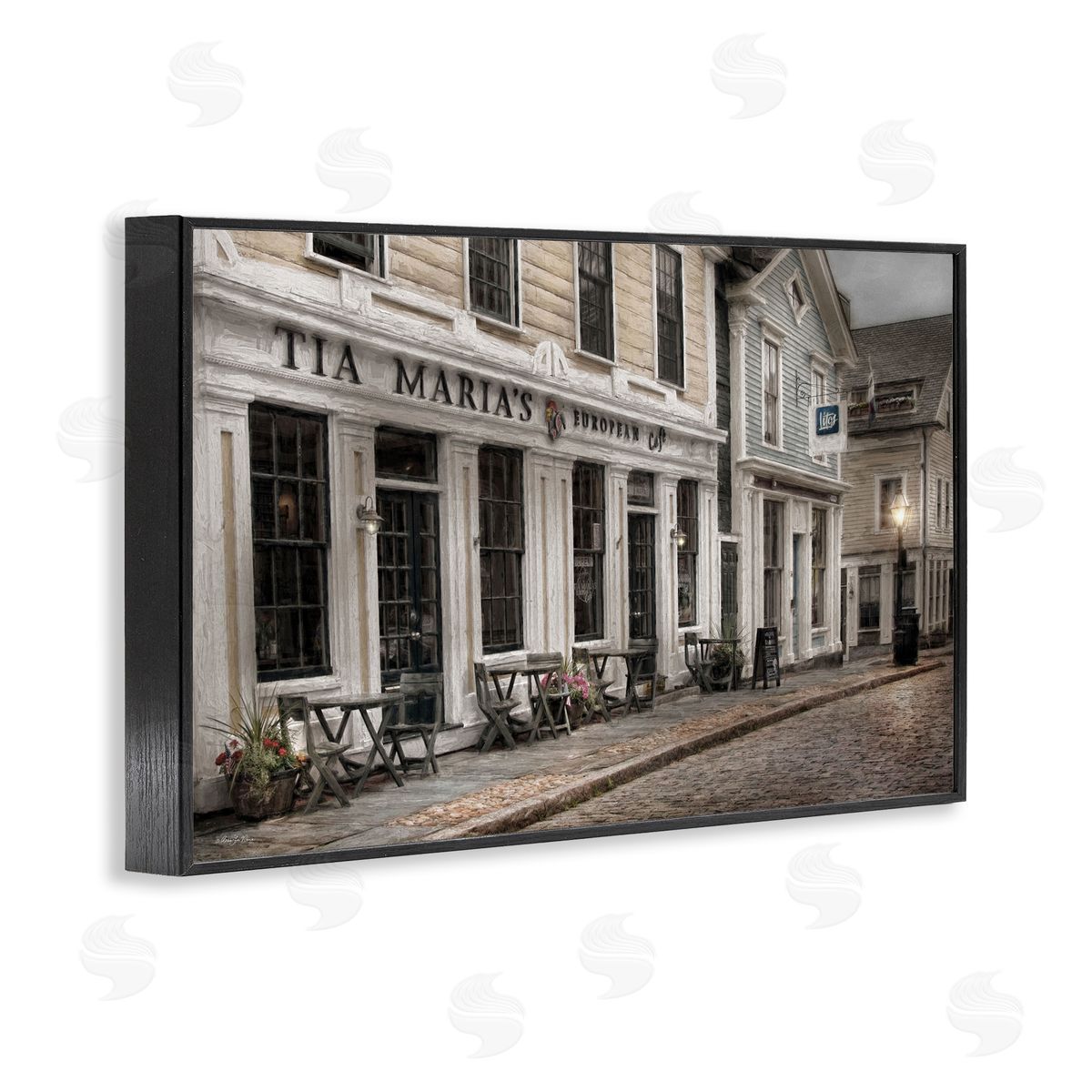 European Cafe Architecture Black Frame Print Wall Art, Home Decor by Robin-Lee Viera