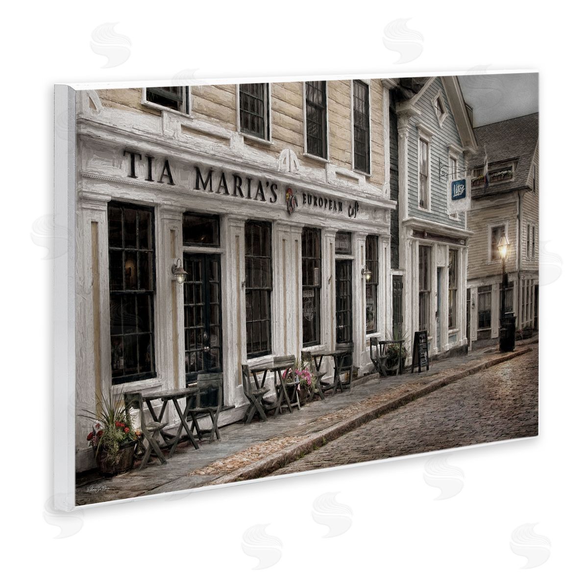 European Cafe Architecture Wood Plaque Wall Art, Home Decor by Robin-Lee Viera