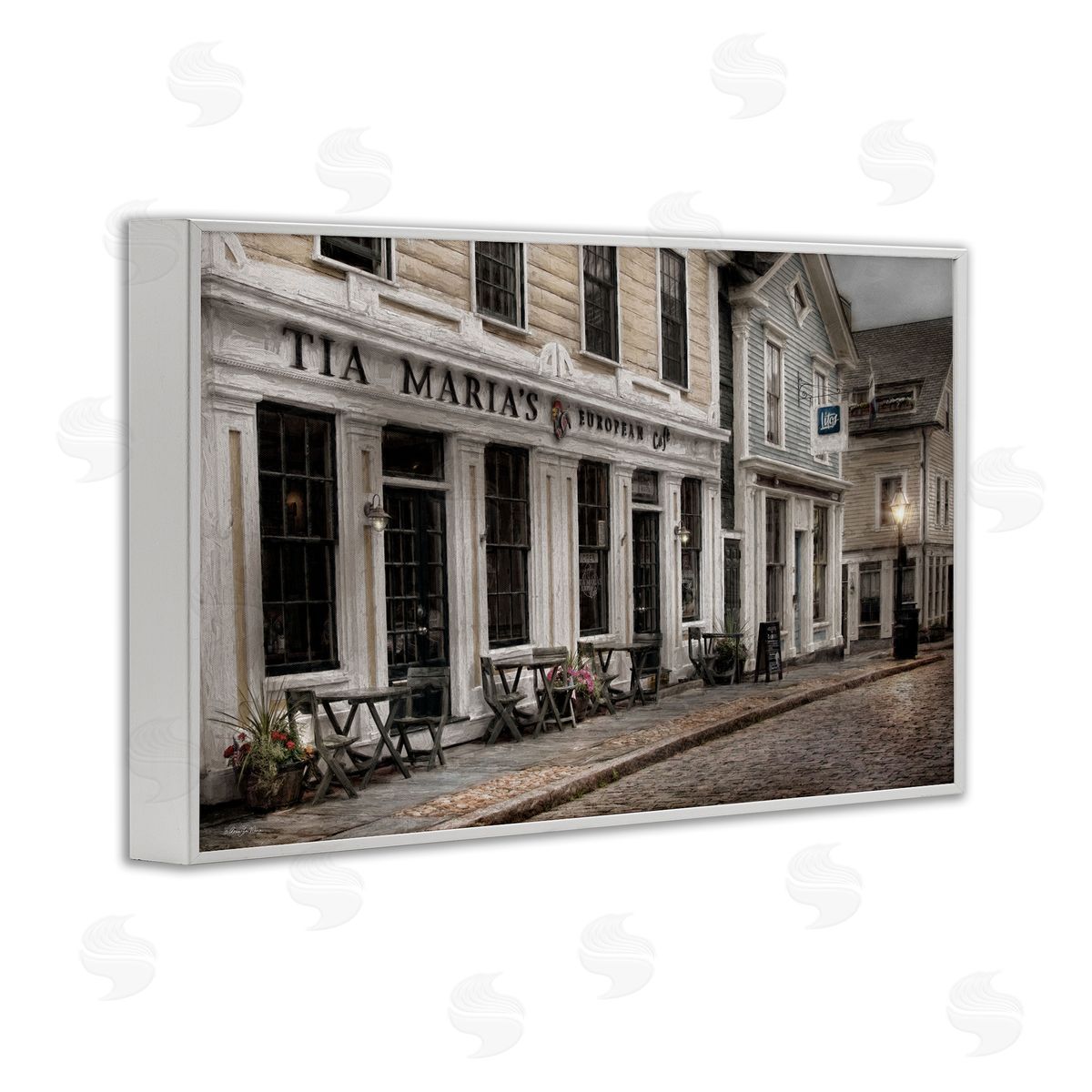 European Cafe Architecture White Frame Print Wall Art, Home Decor by Robin-Lee Viera