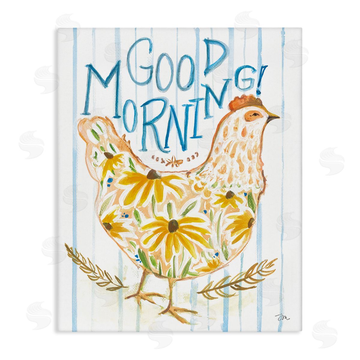 Good Morning Farmhouse Hen Canvas Wall Art, Home Decor by Jessica Mingo